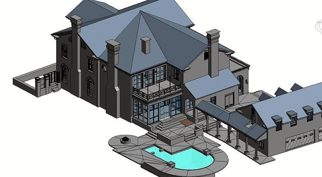 Residential design with pool, 3D visualization
