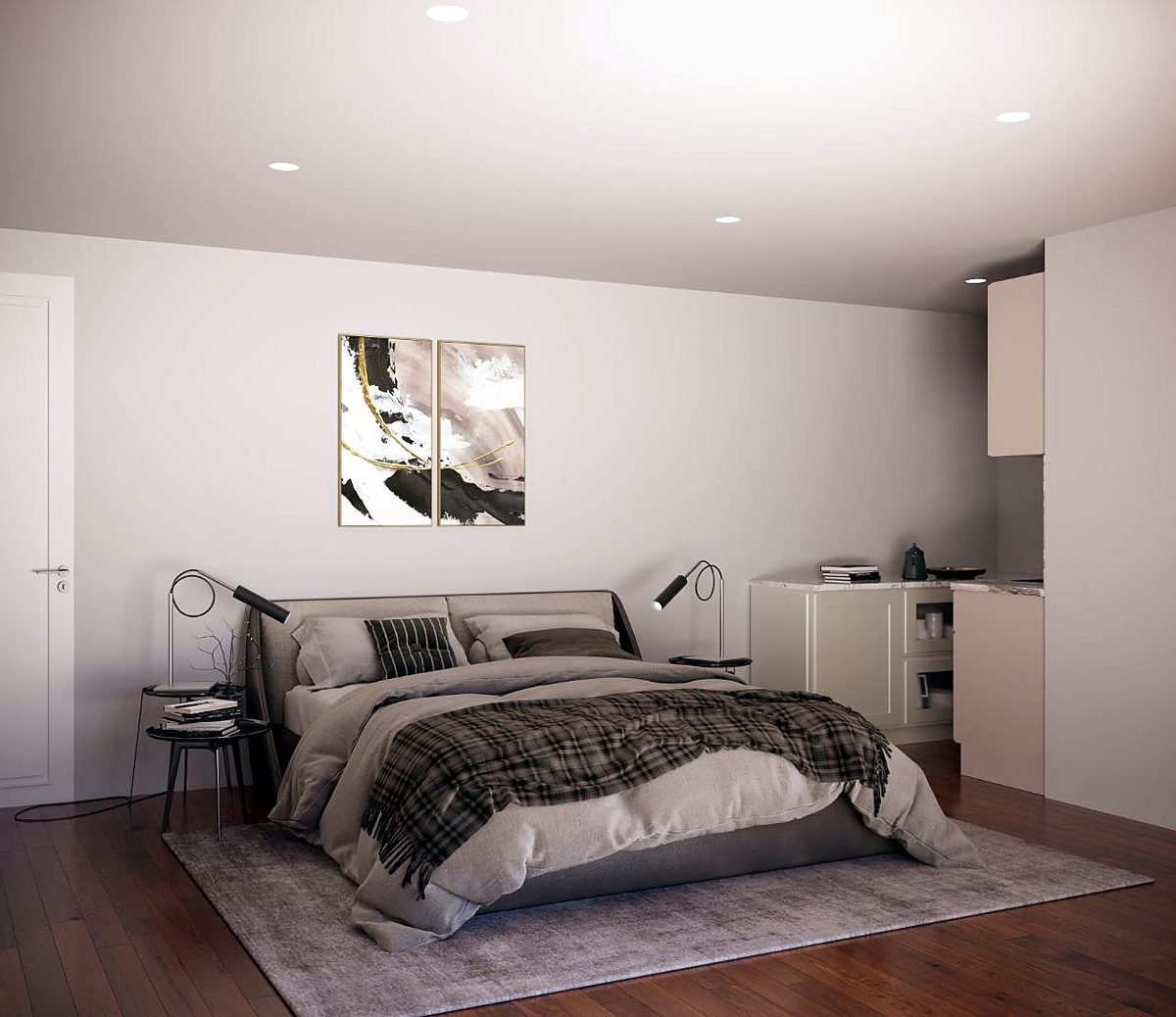 3D bedroom interior rendering, San Jose residence