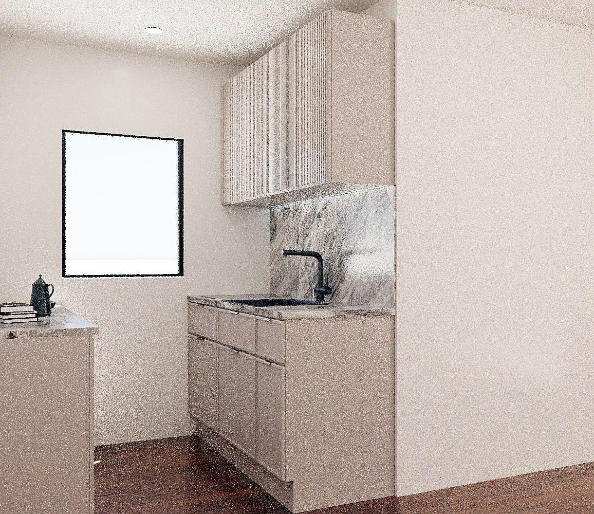 Photorealistic 3D kitchen rendering, San Jose residence