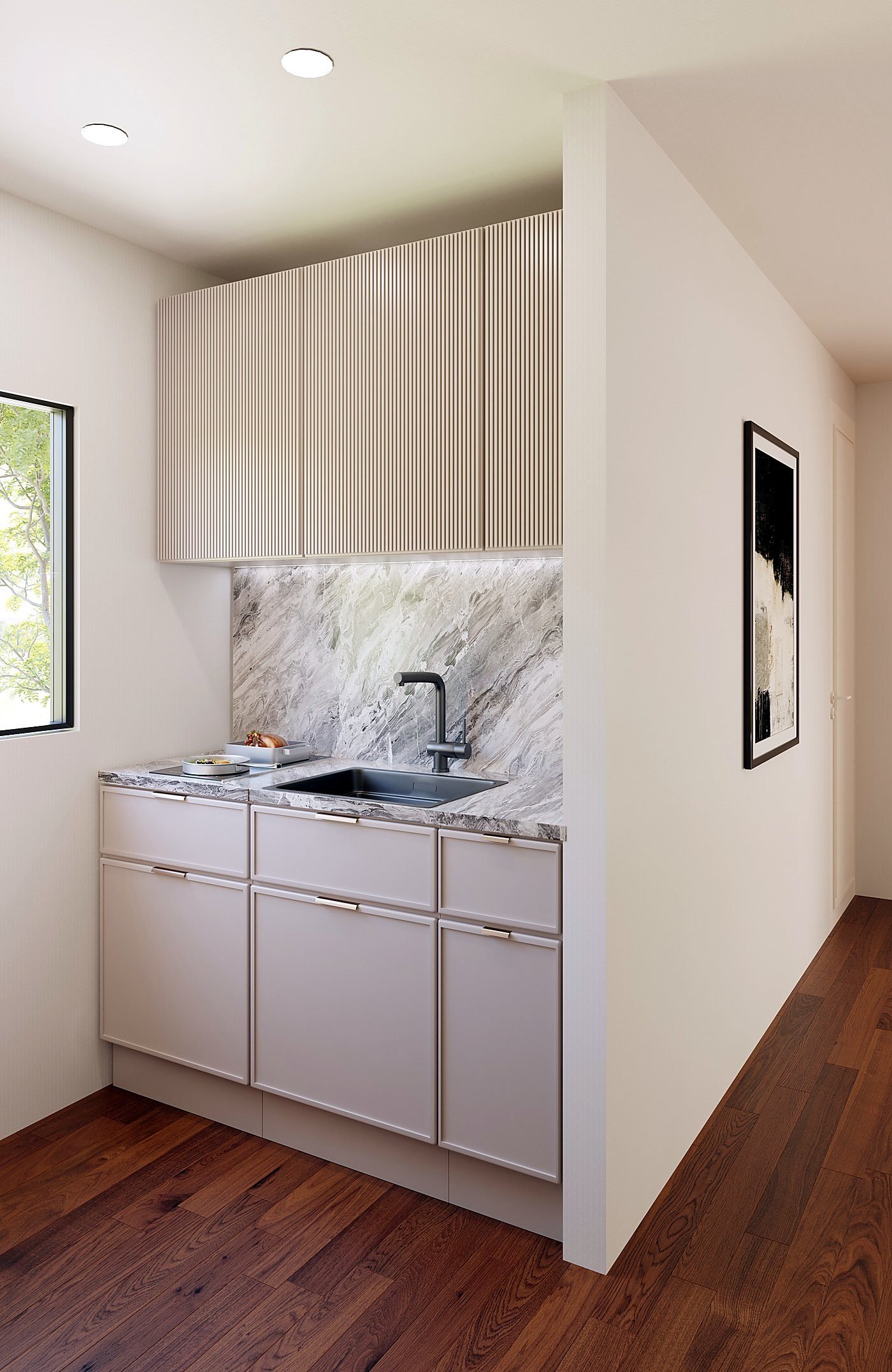 3D rendering of the kitchenette, San Jos&eacute; residence