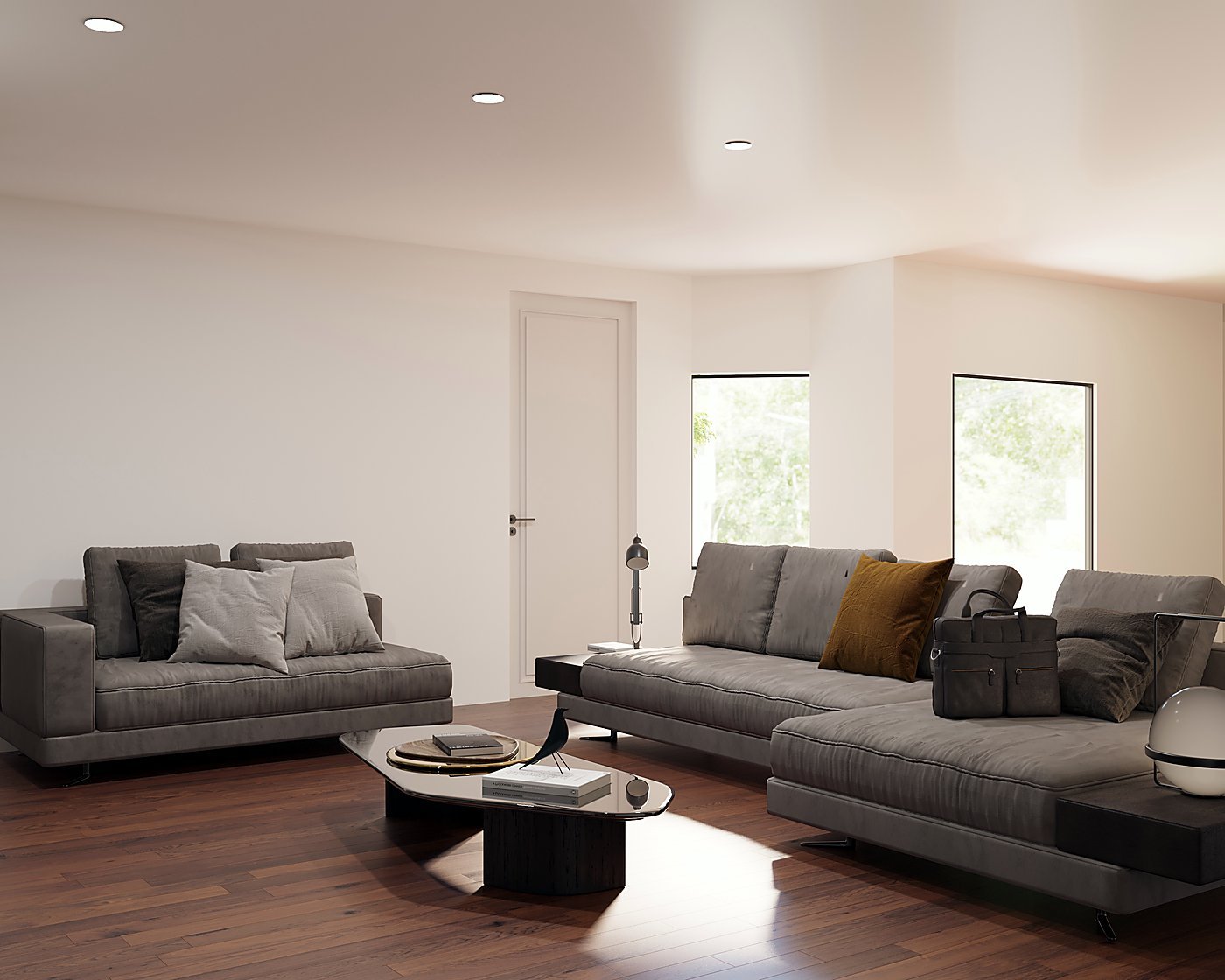 3D rendering of the living room, San Jos&eacute; residence