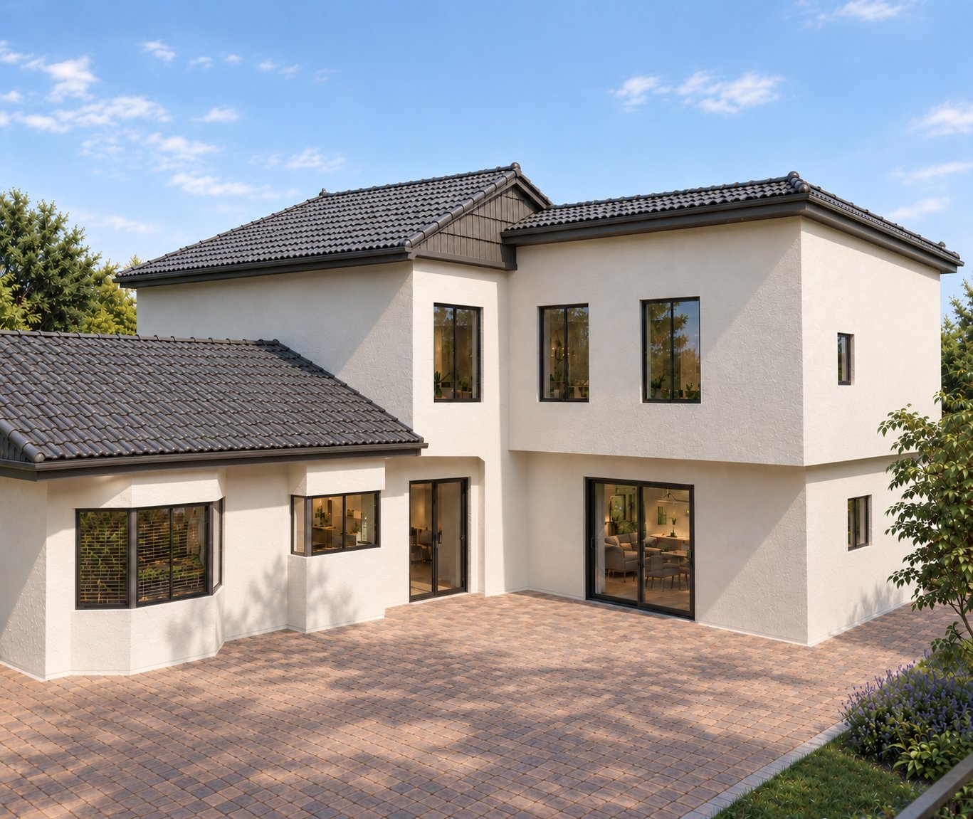 Exterior rendering of the San Jos&eacute; residence with its addition and ADU