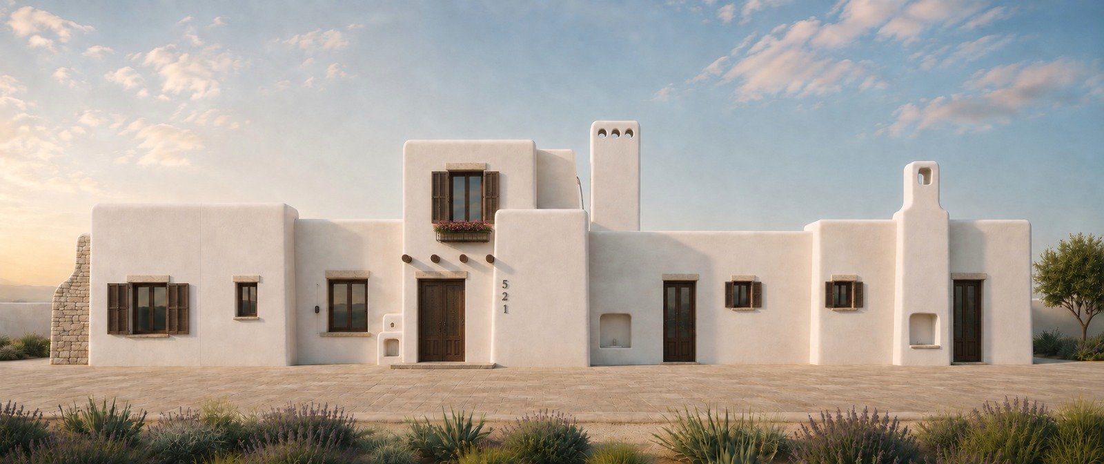Rendering of the Cycladic-style residence TMA Design is rebuilding in Pacific Palisades
