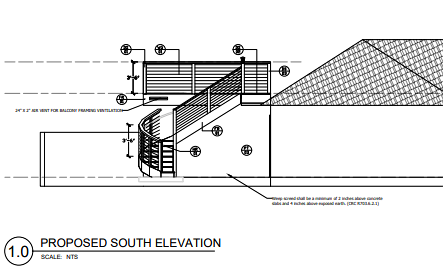 Deck guardrail elevation detail