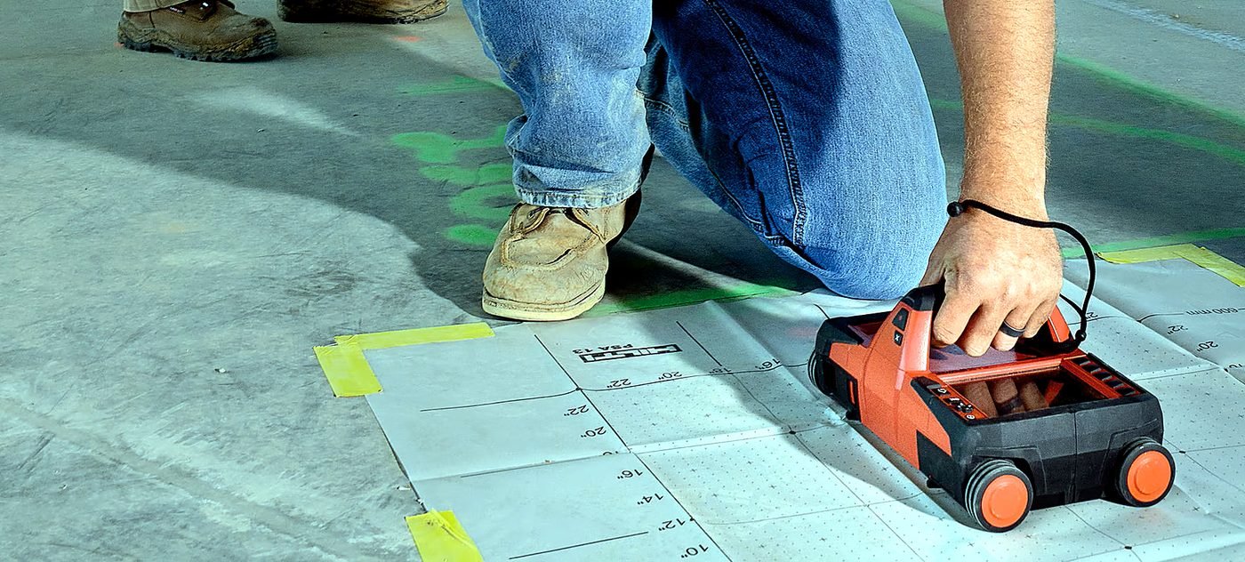 Ground-penetrating radar concrete scanning on a slab