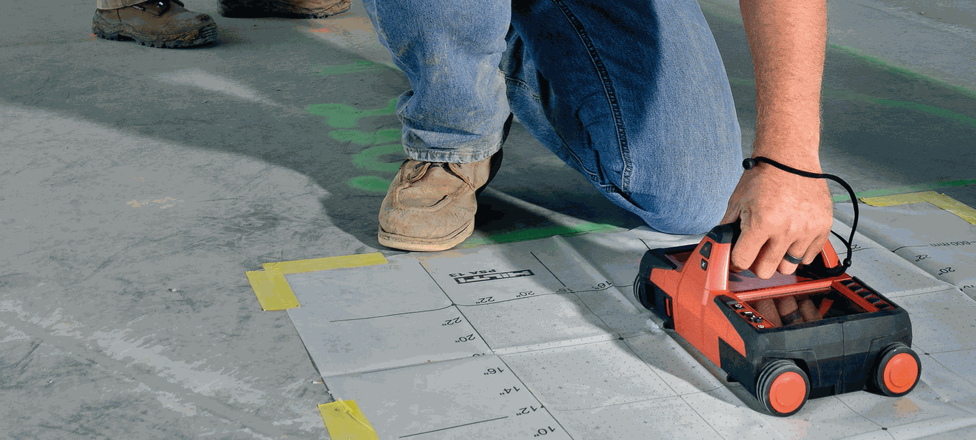 Hilti PS 1000 concrete scanner and the reinforcement image it produces